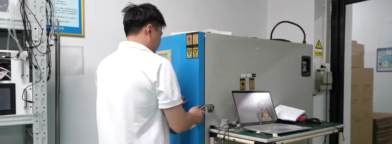 Staff working at the calibration hoods