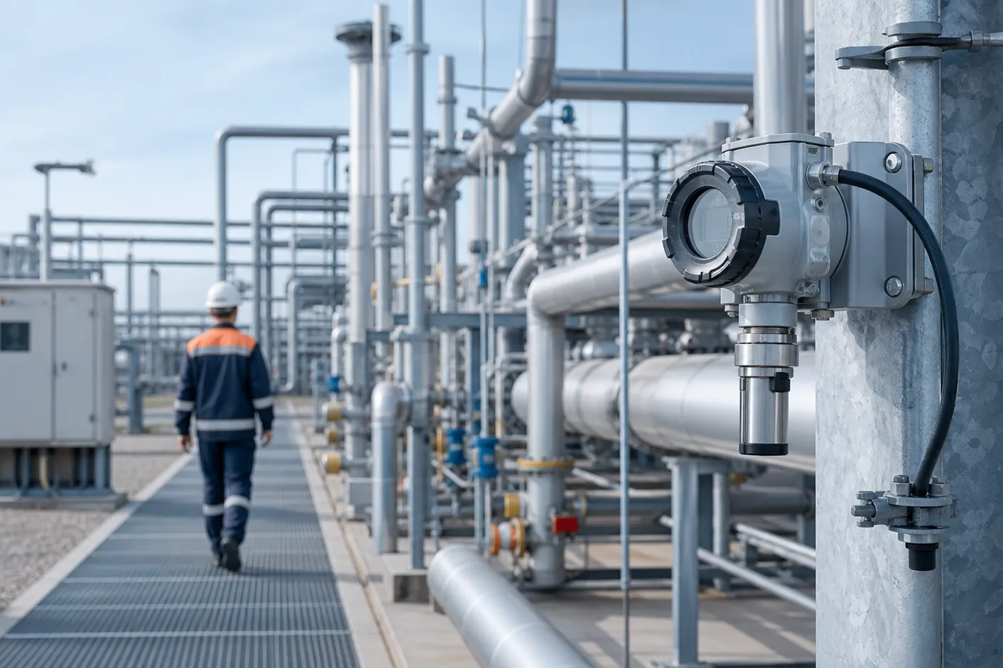 Fixed gas detector monitoring an industrial process area