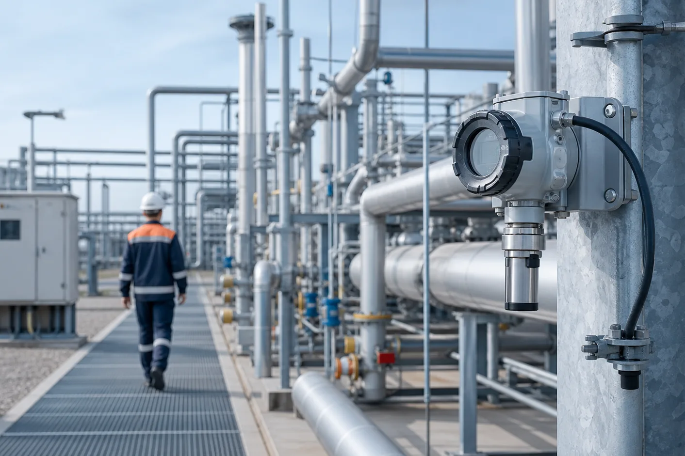 Fixed gas detector monitoring an industrial process area