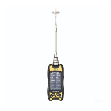 Front view of the BTYQ-MS600-S portable multigas detector with a 3.5-inch touchscreen and extended sampling probe.