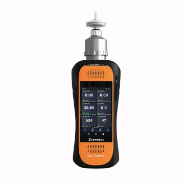 Front view of the Eranntex 2024 flagship Android-powered pump-suction multi-gas detector model BTYQ-MS600-S1 supporting 1 to 6 gas customization with a smart touch display.