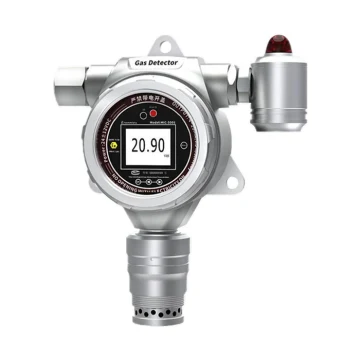 Front view of the Eranntex GTYQ-MIC-500S fixed flameproof single gas detector featuring a 1.7-inch color LCD display and integrated audio-visual alarm strobe.