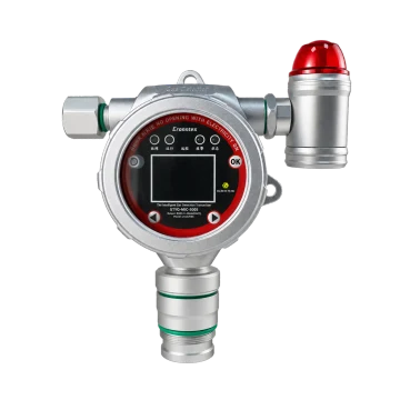 Eranntex GTYQ-MIC-500S-CB fixed gas detector with a silver enclosure and audible and visual alarm.