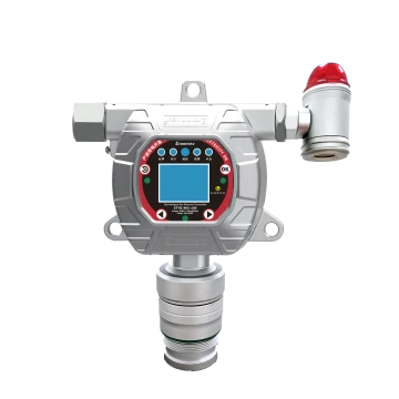 Eranntex GTYQ-MIC-600-CB fixed gas detector with a silver enclosure and audible and visual alarm.