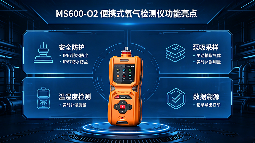 受限空间作业安全保障，逸云天MS600-O2便携式氧气检测仪应用解析